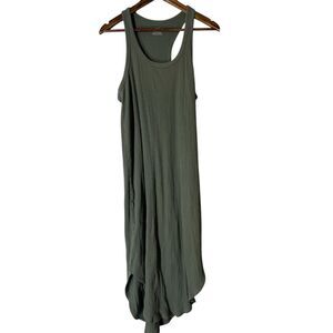 Aerie Green Ribbed Maxi Dress Womens Sz M Racer Back Casual Minimalist